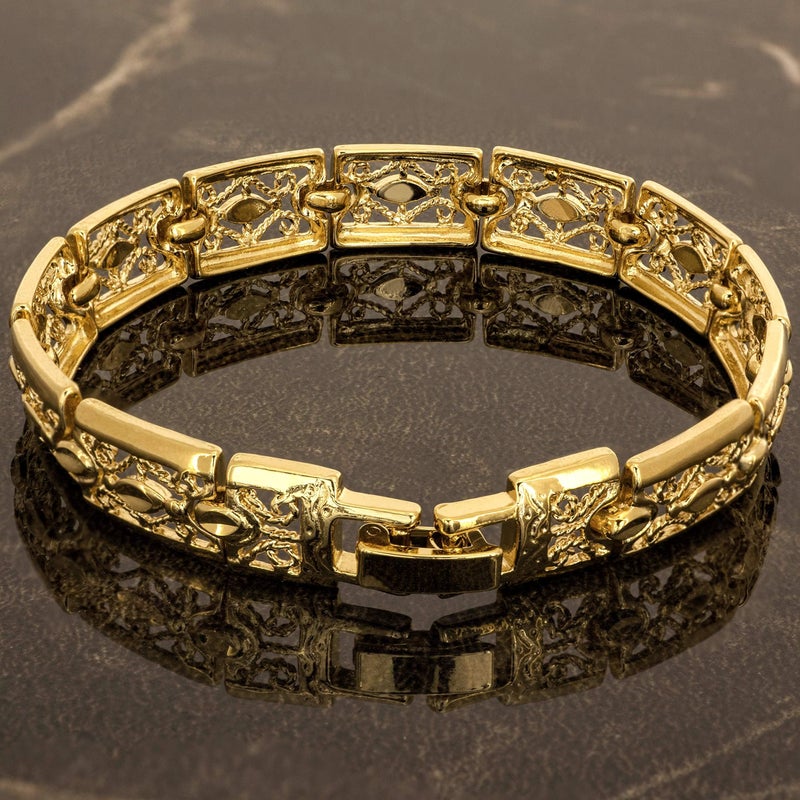 LIFETIME JEWELRY Filigree Bracelet for Women and Men 24k Real Gold Plated Charm (Gold, 9) - Image 3
